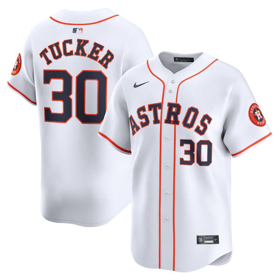 Men Houston Astros #30 Kyle Tucker Nike White Home Limited Player MLB Jersey